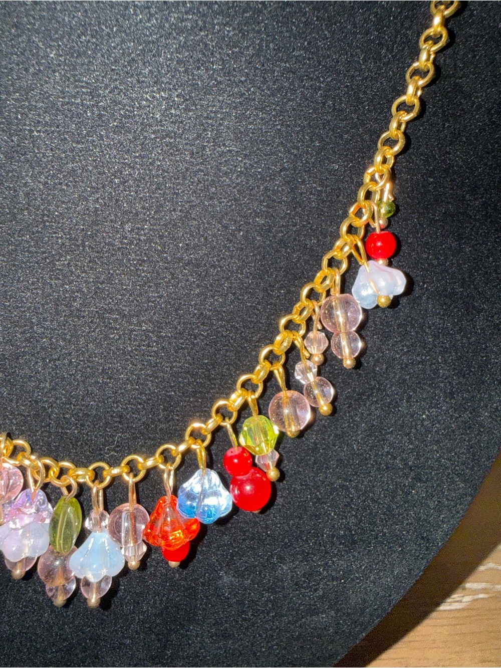 Gold Chain Multi-Color Bead Dangle Necklace - Women Jewelry by anthropologie